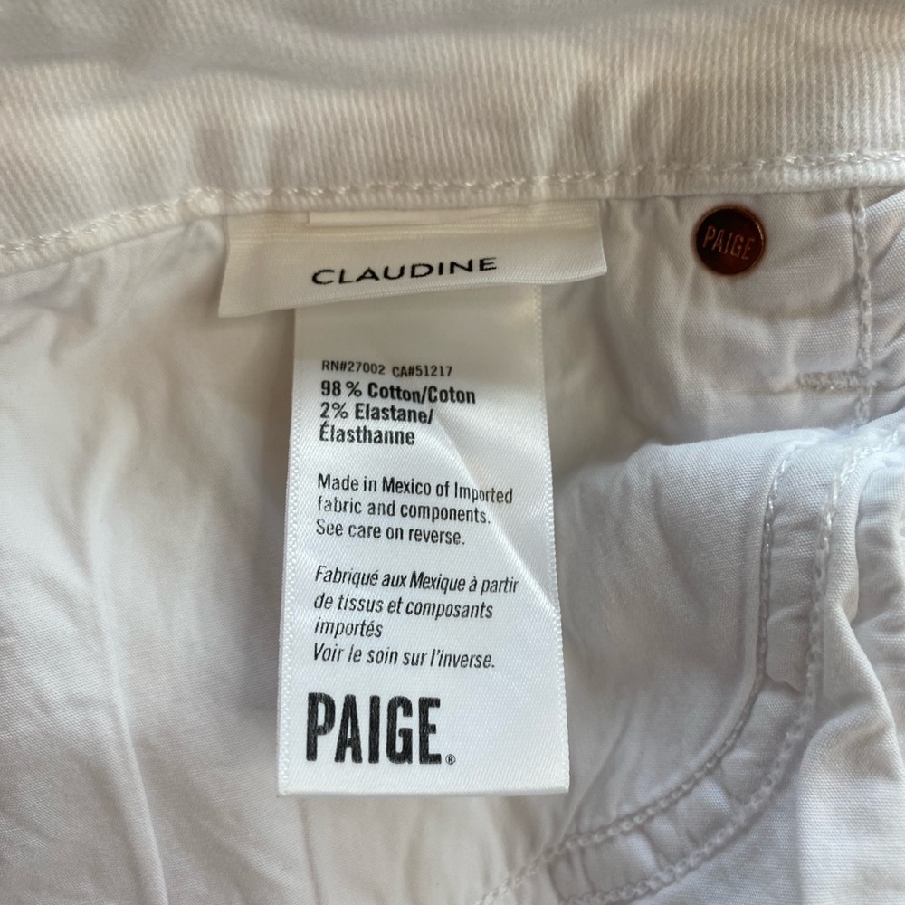 Paige Claudine High Rise Boot Cut White Denim Jeans Women’s 32 / 12 Distressed - Picture 7 of 8
